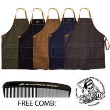 Suavecito Work Barber Long Apron - Black, Green, Gray, Denim, Brown