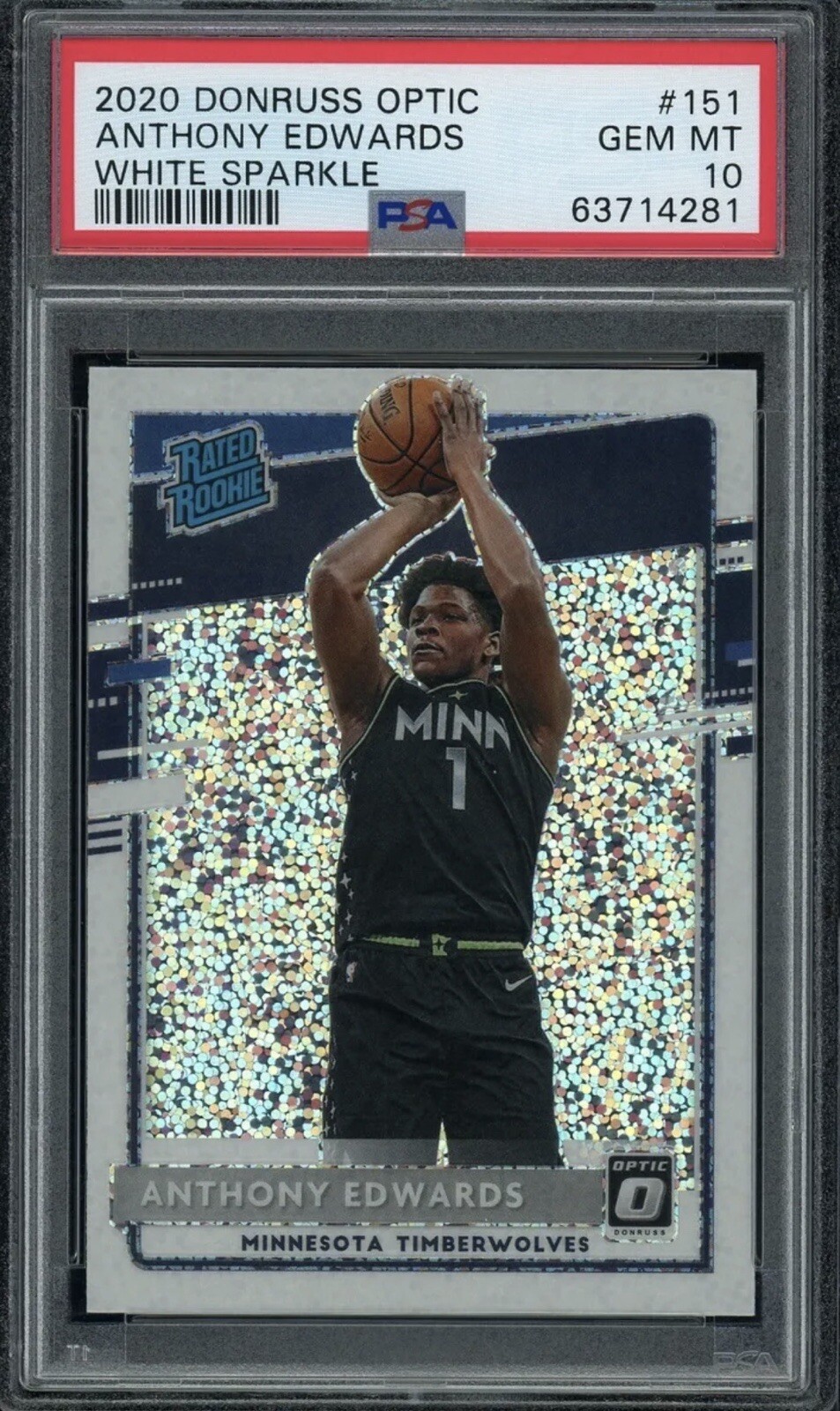 2020 Donruss Optic Anthony Edwards white sparkle #151 PSA 10