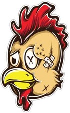 Chicken Rooster Cock Funny Cartoon Car Bumper Window Sticker Decal 4"X5"