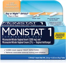 1 Day Yeast Infection Treatment for Women, 1 Miconazole Ovule Insert & External