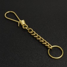 Solid Brass Key Chain U Hook Clip Keyring Split Ring