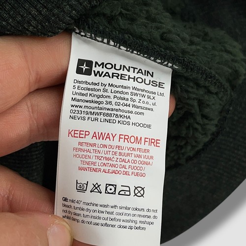Felpa con cappuccio MOUNTAIN WAREHOUSE bambino verde Nevis foderata in pelliccia TAGLIA 13 anni NUOVA prezzo consigliato £33 - Foto 9 di 11