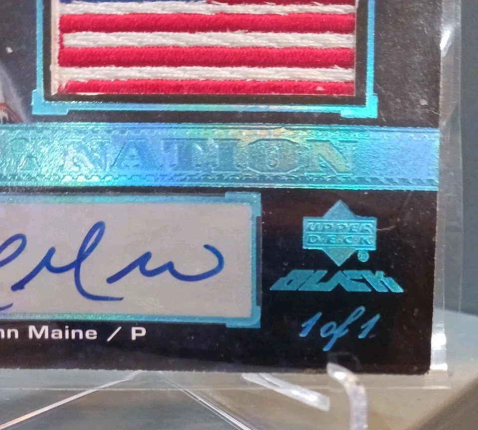 Upper Deck Black Pride of a Nation 2007 - John Maine Auto Mets Platinum True 1/1 Foto 4 de 4