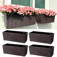 LaLaGreen Wall Planters Outdoor (20 Inch, 4 Pack) Brown Rectangular Window Fl...