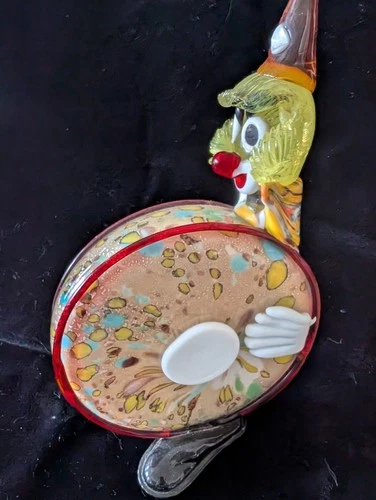 Murano Hand Blown Art Glass Clown Figurine Multicolor Venice Decorative