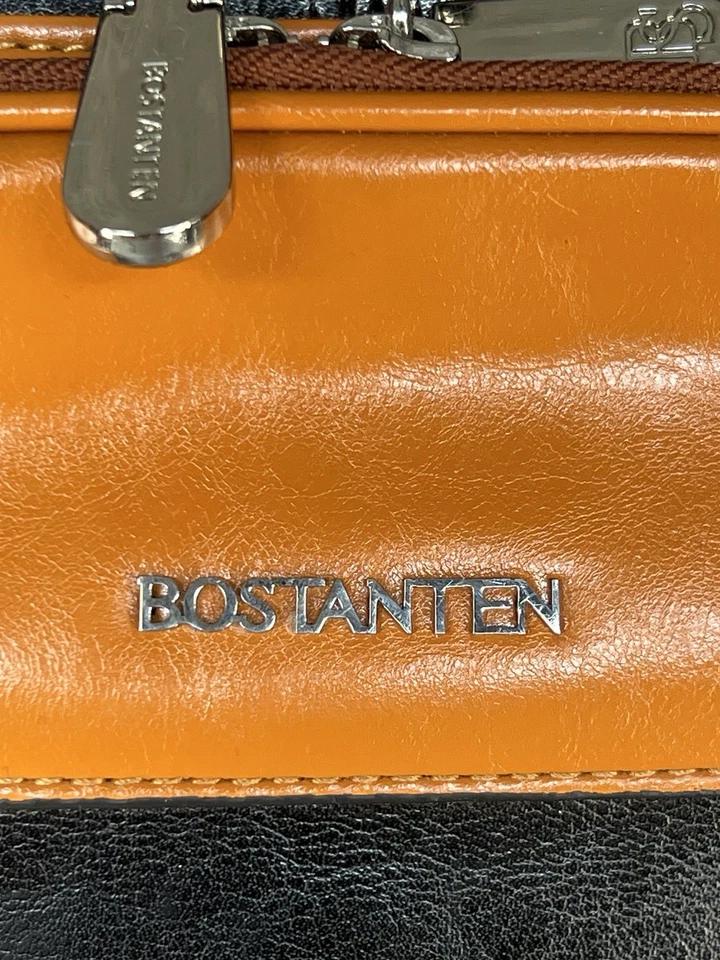 Bolso Mochila para Laptop BOSTANTEN Cuero Genuino Negro y Tostado 15.6 pulgadas Foto 2 de 4