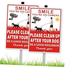  2 Pack Clean Up After Your Dog Signs, Please Pick Up After 14 x 10 inches Red