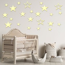 26Pcs Stars Acrylic Mirror Wall Stickers, Gold Tone