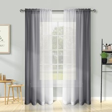 Melodieux Grey Ombre Sheer Curtains 84 Inches Long for Living Room, Bedroom C...