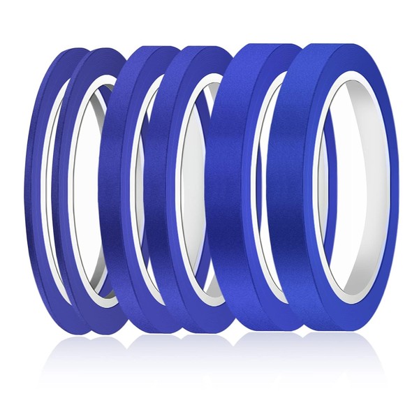 Kreppband Farbiges 3/6/12,6Mm Breit FüR Auto Schule BüRo Heimwerkerprojekte Blau-image