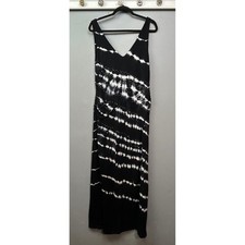 INC International Concepts Dress Womens XXL Black Tie Dye Maxi Rhinestone Ruched