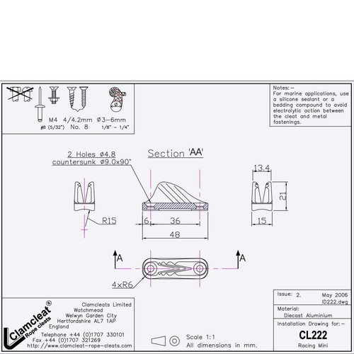 Clamcleat CL222 Racing Mini Cleat - Bild 3 von 3