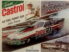 JOHN FORCE NHRA VTG NHRA CASTROL GTX DRAG RACING HANDOUT + SIGNED PHOTO