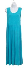 Smocked Maxi Dress Size M Boho Sleeveless Turquoise Flowy Beach Travel Casual