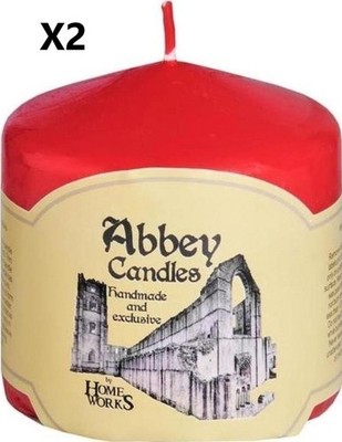 ROTE KIRCHE STUMPENKERZE 3 Zoll x 3 Zoll (7,5x7,5 cm) (zwei Kerzen) WEIHNACHTEN