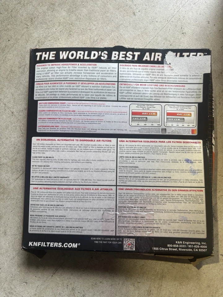 Filtro de aire de repuesto K&N 33-2272 para Ford/Lincoln/Mercury V8 1992-2011 Foto 2 de 2