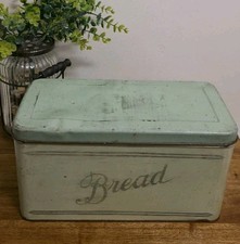 Antique Vintage GREEN Metal BREAD BOX Bread K...