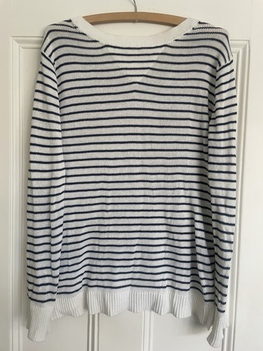 Tommy Hilfiger Women's Knitted Jumper, Size Small, White/Navy Stripe, Cotton - Picture 6 of 8