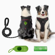 Dog Harness Set Adjustable Reflective Vest w/ Leash Poop Bag Holder