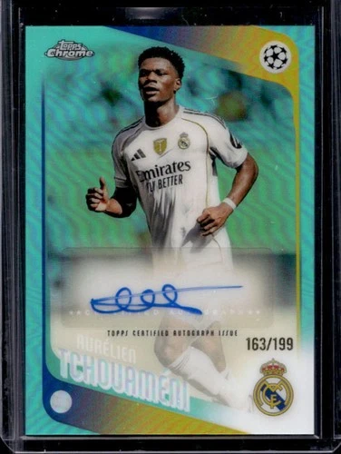 2025-26 Topps Chrome UEFA CC Aurelien Tchouameni Auto Aqua Refractor #/199