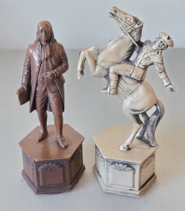 Historical Chess Figures. Ben Franklin. Paul Revere. Extremely Rare.