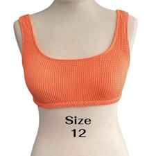 River Island Coral Ribbed Bikini Tank Top Size 12