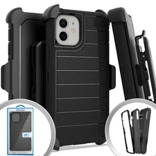 GSA Deluxe Hybrid Case w/Holster For iPhone 12 Mini (5.4") -Black