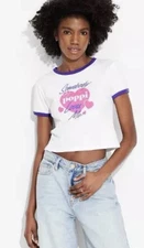 Poppi Graphic Target Tee “Somebody At Poppi Loves Me” White Cropped Size XXL NWT