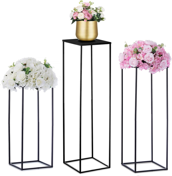 Nuptio Schwarzer Metall BlumenstäNder Vase: 100Cm Hoch, Einseitige Platte-image