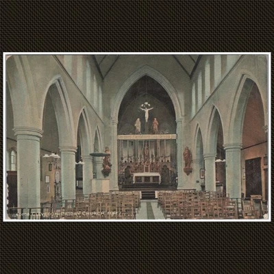 Clevedon Priory Church Interior Printed Postcard 1908 Posted VGC - Image 1 of 2
