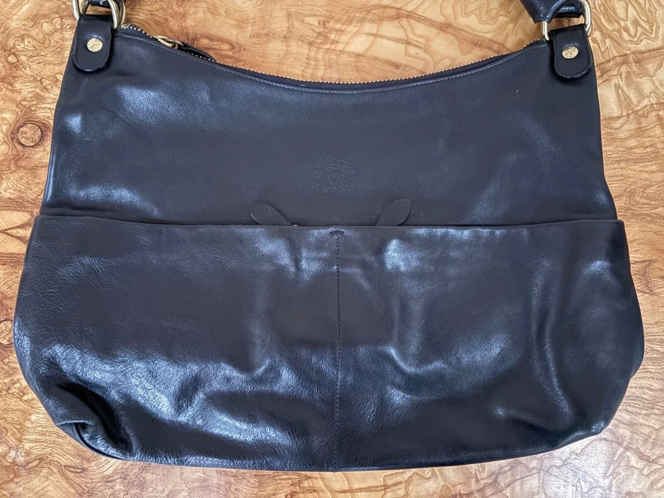 RARO IL BISONTE Bolso Bandolera Grande Negro 2 Vías de Hombro en Excelente Estado Foto 3 de 4