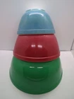 Pyrex "Primary Color" Mixing Bowl Red Green Blue Lot Set Mid-Century Modern MCM
