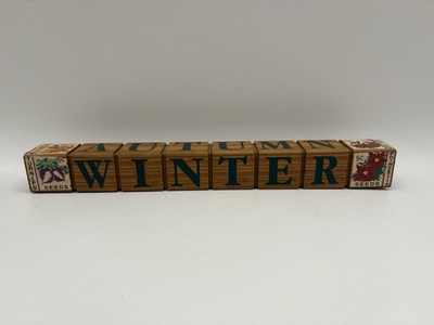Vintage 1990s Seasons Wood Block Decor Farmhouse Cottagecore Farm Country  Cabin