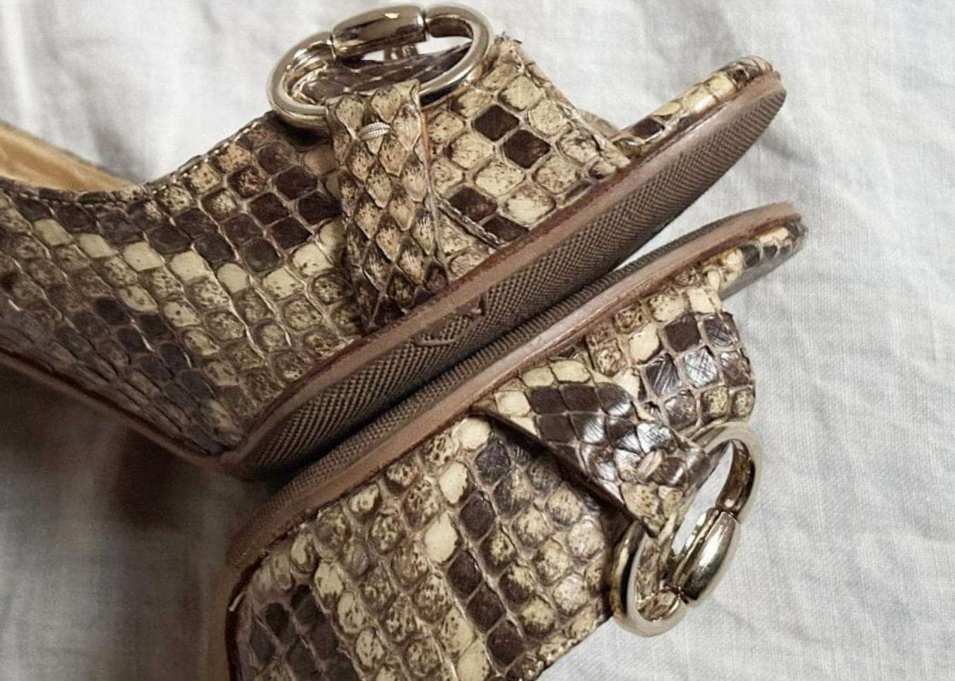 Rare GUCCI Python Pattern Open Toe Heels Size EU … - image 6