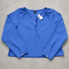 Banana Republic Blue Tie-Neck Long Sleeve Blouse