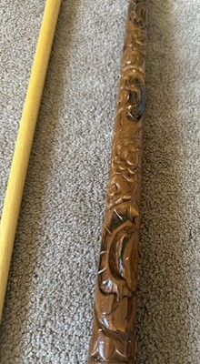 Custom Vintage Hand Carved Pool Stick Billiard Cue W Case