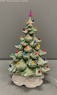 Vintage Atlantic Mold Ceramic Christmas Tree W/Multicolor Lights