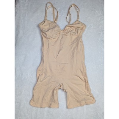 Skims Seamless Sculpt Mid-Thigh Bodysuit Sand Beige Size 3X 37G/38G