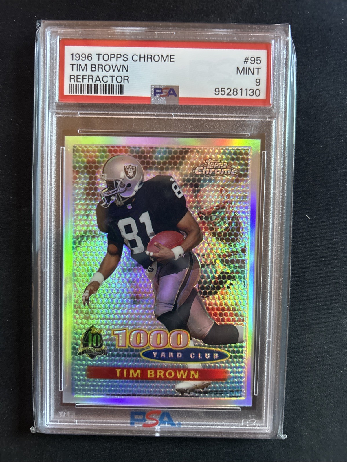 1996 Topps Chrome - 1000 Yard Club Tim Brown #95 Refractor PSA 9 HOF Low Pop