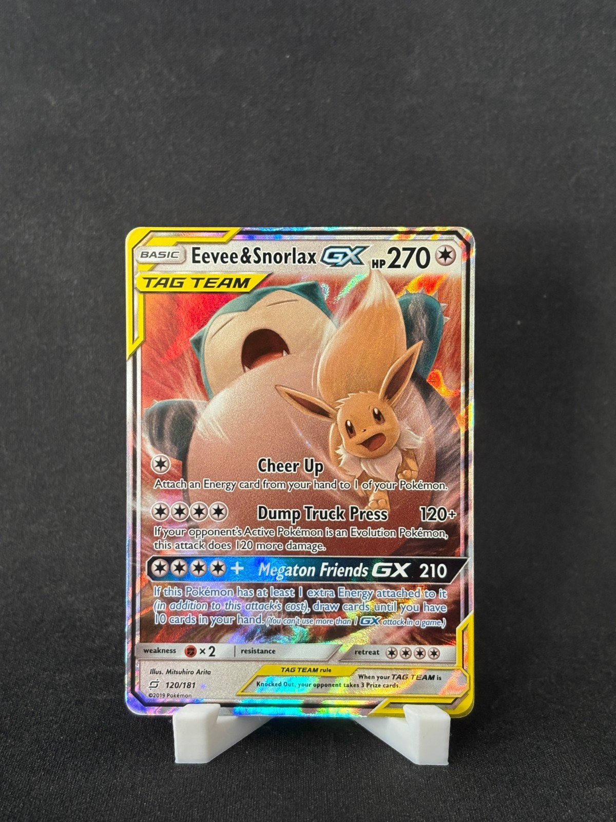 Pokémon - Eevee & Snorlax GX - 120/181 - Sun & Moon Team Up - Ultra Holo Rare NM