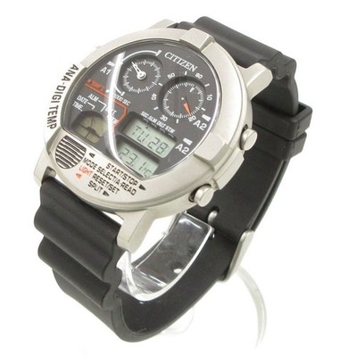 [ Neu] CITIZEN ANA-DIGI TEMP JG0070-11E Schwarz Analog Digital Herrenuhr