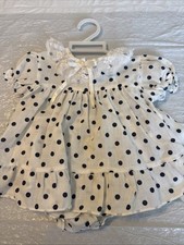 Vintage Cutest One USA Infant Poka Dot /Lace Dress Bloomer 12 Months EUC 1 Owner