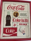 Vintage 1983 Coca Cola Cross Stitch Sign in Frame