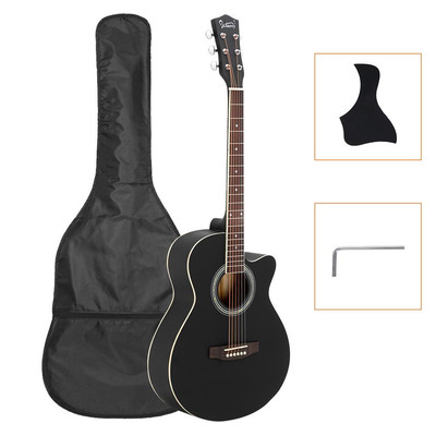 Glarry Black GT501 40 inch Practice Spruce Front Cutaway Folk Guitar Set
