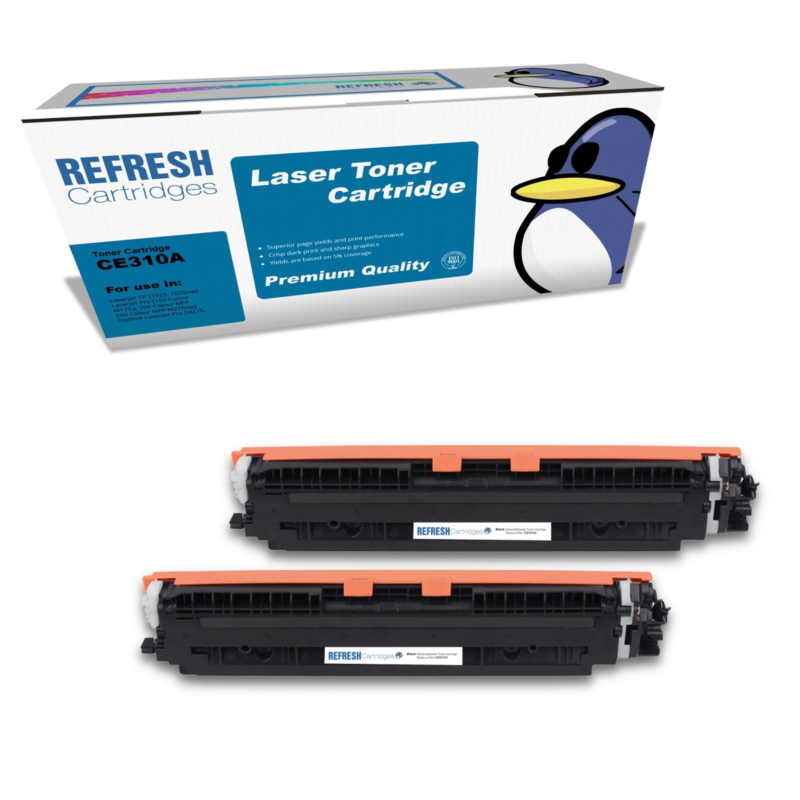 Refresh Cartridges Black CE310AD Toner Twin Pack Compatible With HP Printers