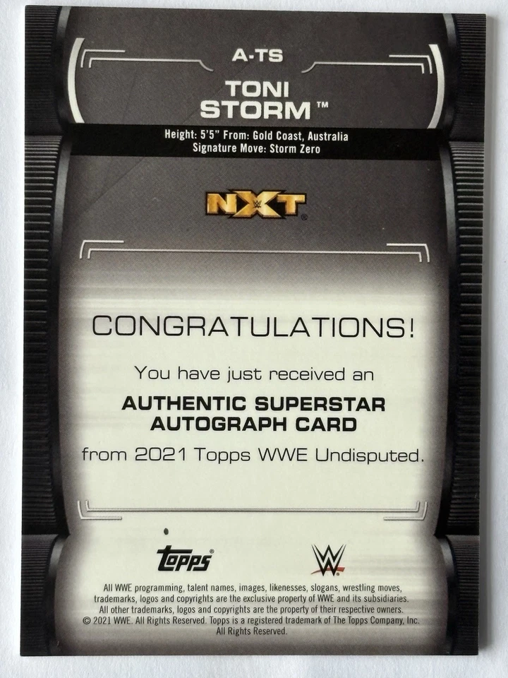 2021 Topps Undisputed WWE Toni Storm /10 Gold Superstar Auto On Card Timeless - Image 2 of 3