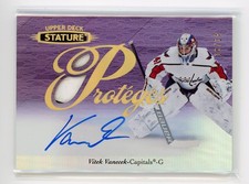 2020-21 UD STATURE P-3 PROTEGES ROOKIE RC PATCH AUTO PURPLE /24 VITEK VANECEK