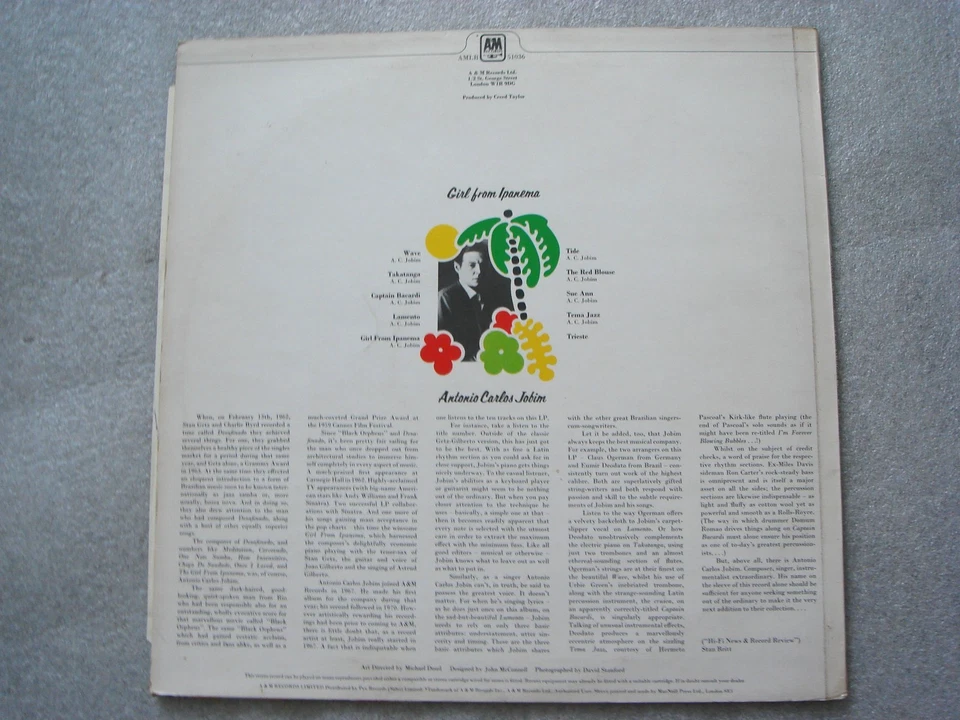 K7-ANTONIO CARLOS JOBIN-GIRL FROM IPANEMA-UK LP –VG-1971-Bossa Nova/Latin Jazz - Image 2 of 2