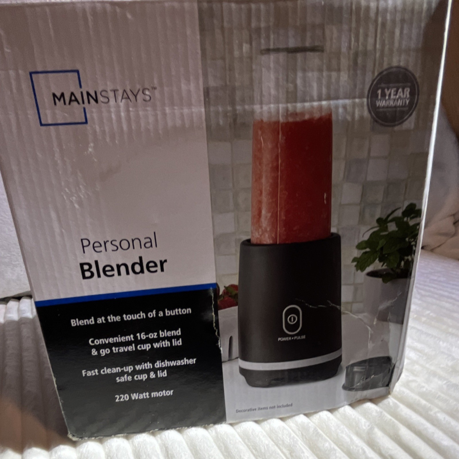 Mainstays Personal Blender 220W Black 16oz Dishwasher-Safe C
