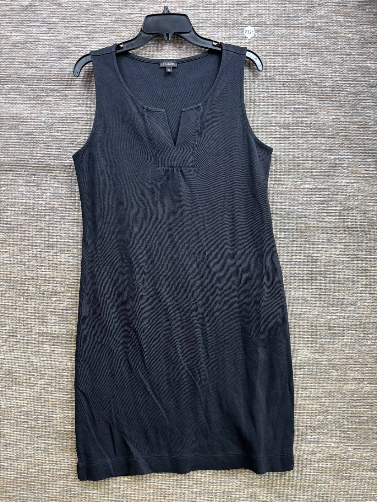 Talbots Shift Dress Womens Size M Black Sleeveless V-Neck Casual Pullover